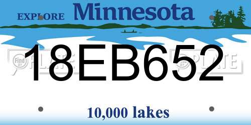 18EB652 Minnesota License Plate