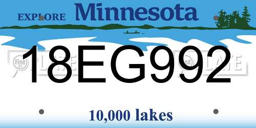 18EG992 Minnesota License Plate