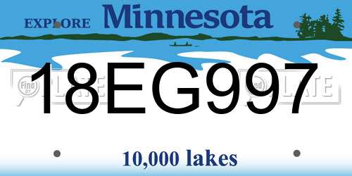 18EG997 Minnesota License Plate