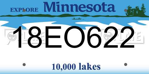 18EO622 Minnesota License Plate