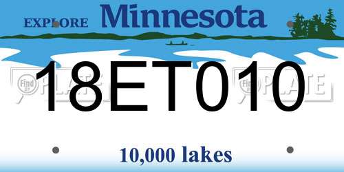 18ET010 Minnesota License Plate