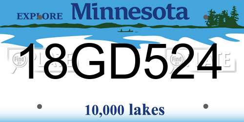 18GD524 Minnesota License Plate