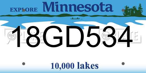 18GD534 Minnesota License Plate