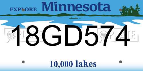 18GD574 Minnesota License Plate