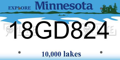 18GD824 Minnesota License Plate