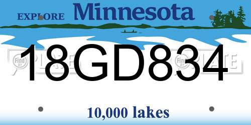 18GD834 Minnesota License Plate