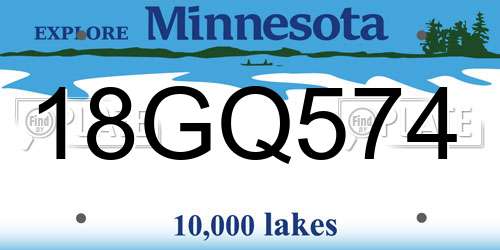 18GQ574 Minnesota License Plate