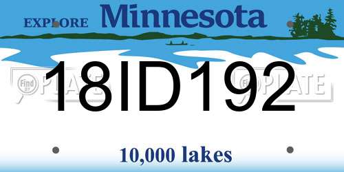 18ID192 Minnesota License Plate