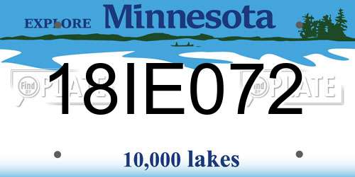 18IE072 Minnesota License Plate