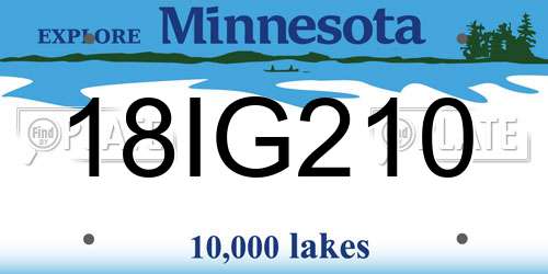 18IG210 Minnesota License Plate