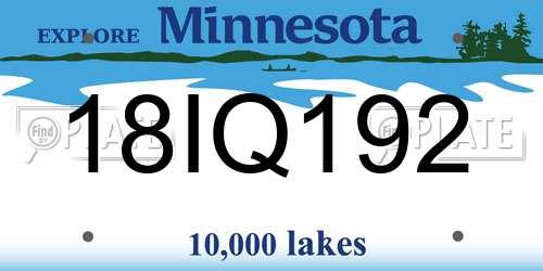 18IQ192 Minnesota License Plate