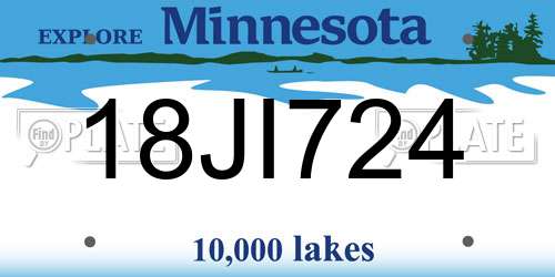 18JI724 Minnesota License Plate