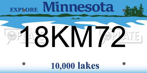 18KM72 Minnesota License Plate