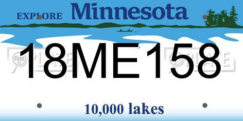 18ME158 Minnesota License Plate