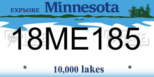 18ME185 Minnesota License Plate