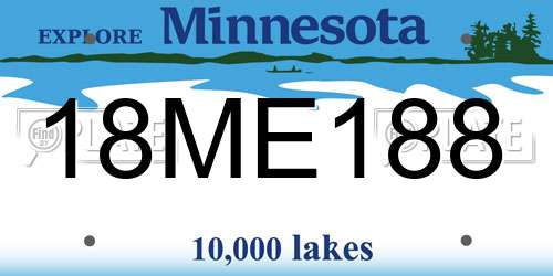 18ME188 Minnesota License Plate