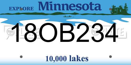 18OB234 Minnesota License Plate