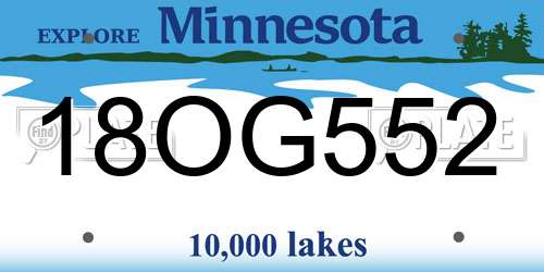18OG552 Minnesota License Plate