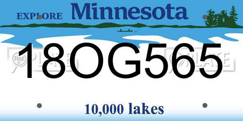 18OG565 Minnesota License Plate