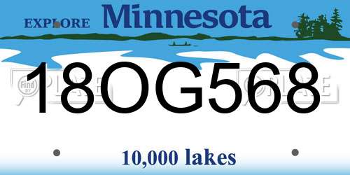18OG568 Minnesota License Plate