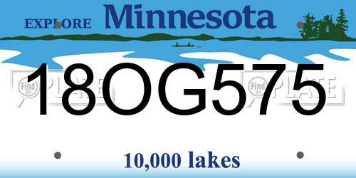 18OG575 Minnesota License Plate