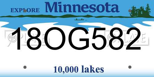 18OG582 Minnesota License Plate