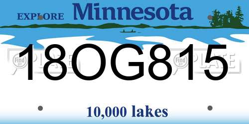 18OG815 Minnesota License Plate