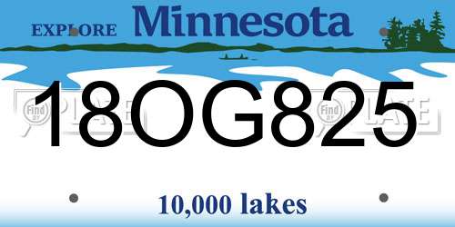 18OG825 Minnesota License Plate