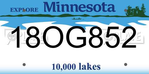 18OG852 Minnesota License Plate