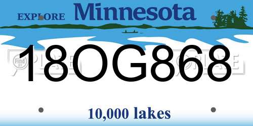 18OG868 Minnesota License Plate
