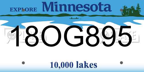 18OG895 Minnesota License Plate