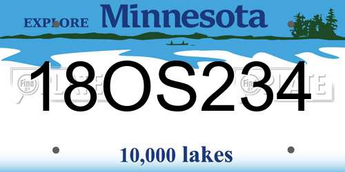 18OS234 Minnesota License Plate