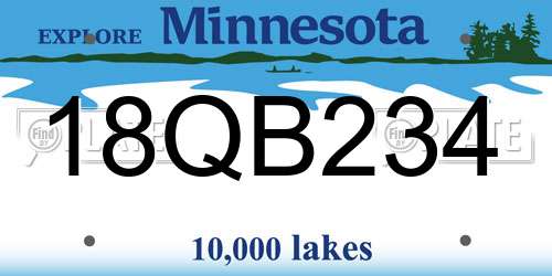 18QB234 Minnesota License Plate