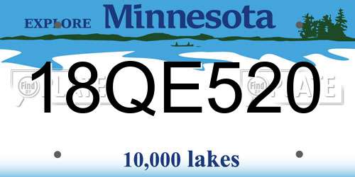 18QE520 Minnesota License Plate