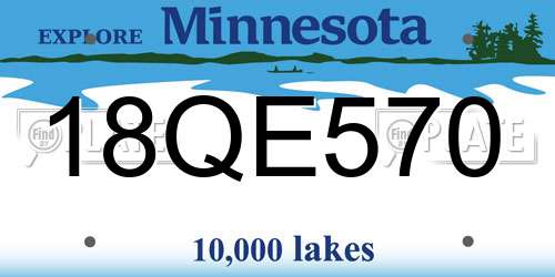 18QE570 Minnesota License Plate
