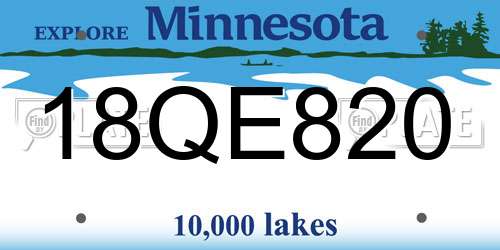 18QE820 Minnesota License Plate