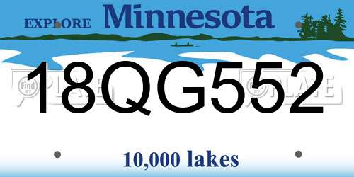 18QG552 Minnesota License Plate