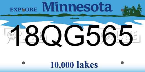 18QG565 Minnesota License Plate