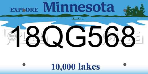 18QG568 Minnesota License Plate