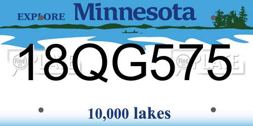 18QG575 Minnesota License Plate