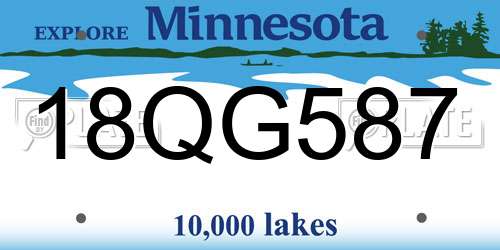 18QG587 Minnesota License Plate