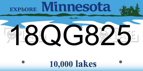 18QG825 Minnesota License Plate