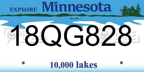 18QG828 Minnesota License Plate