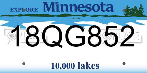 18QG852 Minnesota License Plate