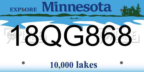 18QG868 Minnesota License Plate
