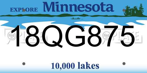 18QG875 Minnesota License Plate