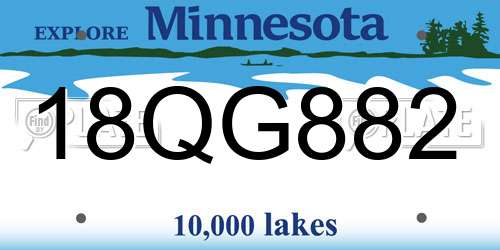 18QG882 Minnesota License Plate