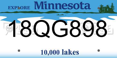 18QG898 Minnesota License Plate