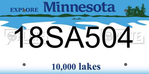 18SA504 Minnesota License Plate