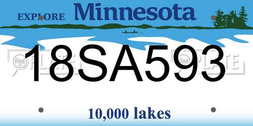 18SA593 Minnesota License Plate